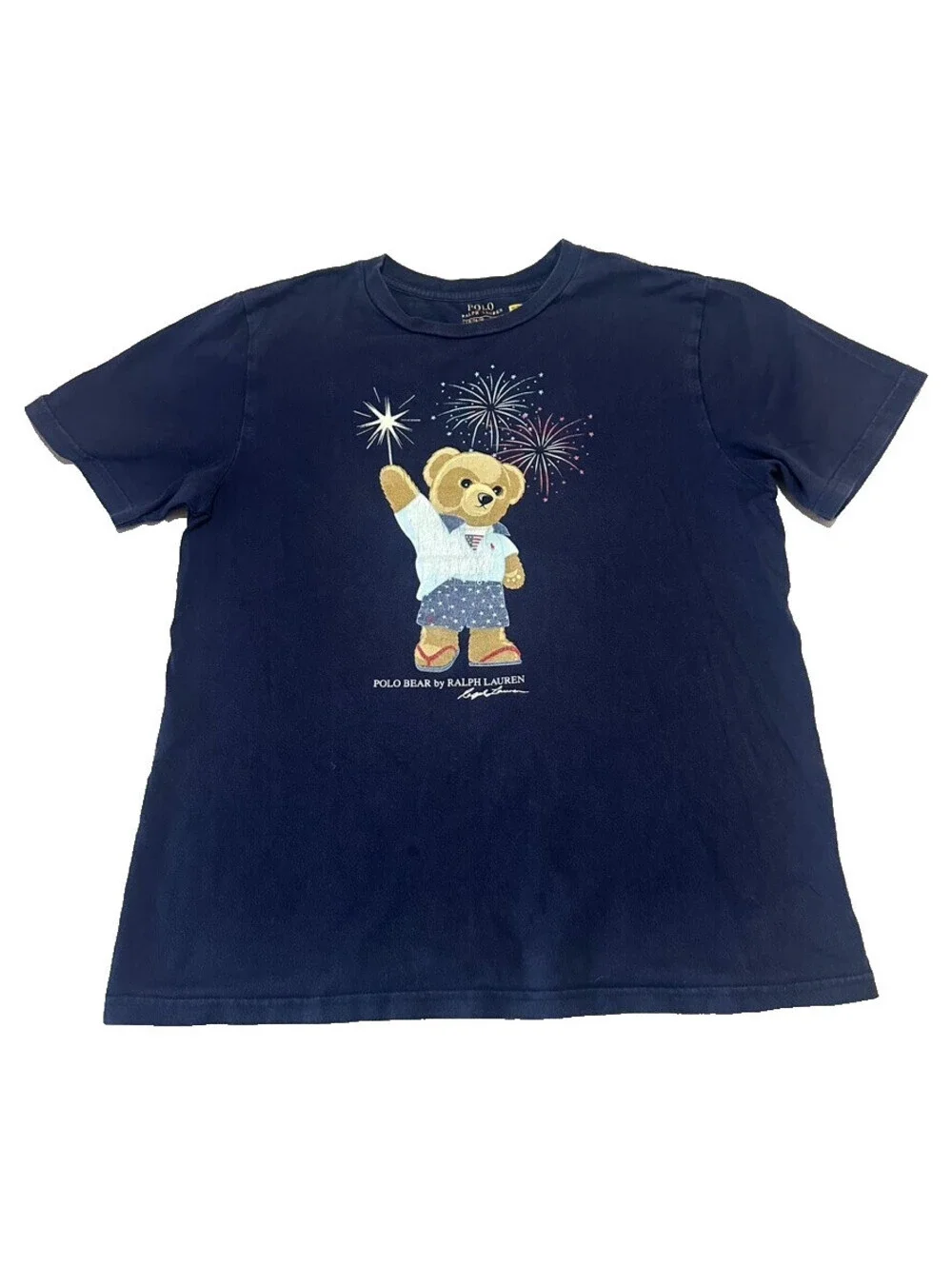 Polo Ralph Lauren Holiday Bear Glow In The Dark T Shirt USA America Large 14-16